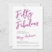 Modern 50 en Fabulous Pink 50ste verjaardagsfeest Kaart (Voorkant)