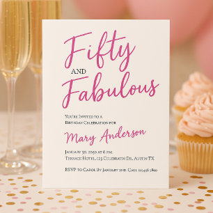 Modern 50 en Fabulous Pink 50ste verjaardagsfeest Kaart