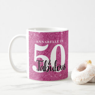 Modern 50 en Fabulous Pink Birthday Party Koffiemok