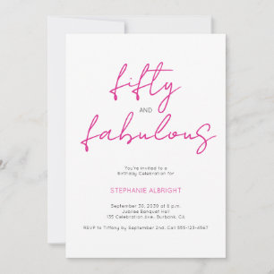 Modern 50 en Fabulous Roze 50ste verjaardagsfeestj Kaart