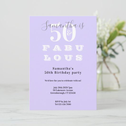 Modern 50 en fantastisch Paarse 50ste verjaardagsf Kaart (Staand voorkant)