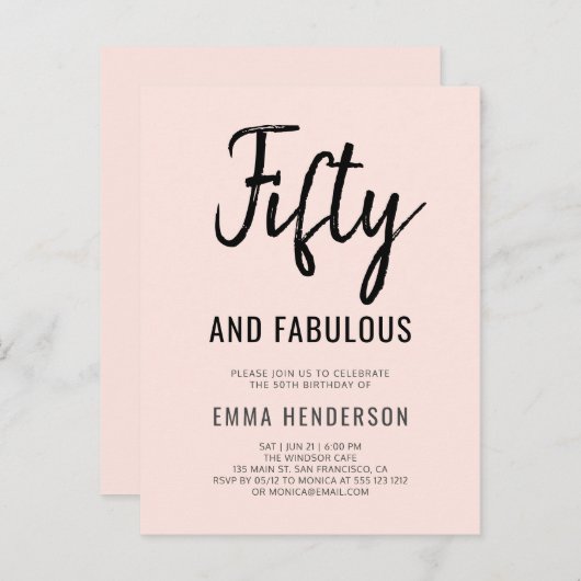 Modern 50 en fantastische 50e verjaardag uitnodiging briefkaart (Voorkant / Achterkant)