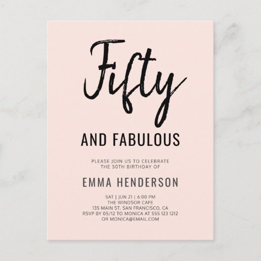 Modern 50 en fantastische 50e verjaardag uitnodiging briefkaart (Voorkant)