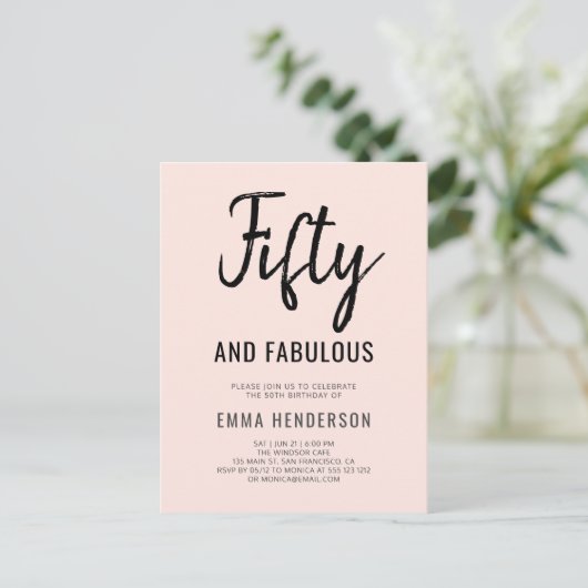 Modern 50 en fantastische 50e verjaardag uitnodiging briefkaart (Staand voorkant)
