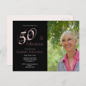 Modern 50 fabulous 50th birthday Photo Briefkaart (Voorkant / Achterkant)