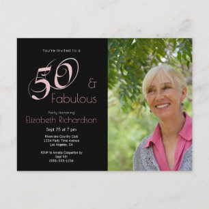 Modern 50 fabulous 50th birthday Photo Briefkaart