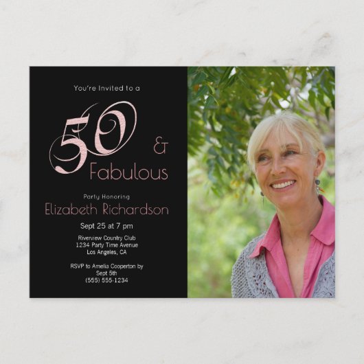 Modern 50 fabulous 50th birthday Photo Briefkaart (Voorkant)