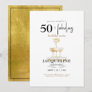 Modern 50 & Fabulous Champagne Verjaardagsfeest II Kaart