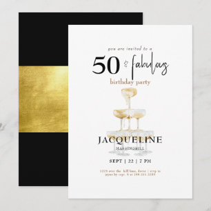 Modern 50 & Fabulous Champagne Verjaardagsfeest II Kaart