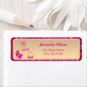 Modern 50 & Fabulous Hoge Hakken Goud Roze Glitter Etiket (Insitu)