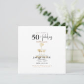 Modern 50 & Fabulous Zwart/Wit Vierkant Verjaardag (Staand voorkant)