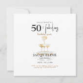Modern 50 & Fabulous Zwart/Wit Vierkant Verjaardag (Voorkant)