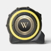 Modern 50 Verjaardag Monogram Elegant Zwart Goud Rolmaat (Voorkant)