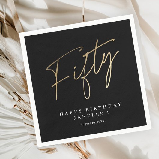 Modern 50e verjaardag eenvoudig stijlvol elegant s servet