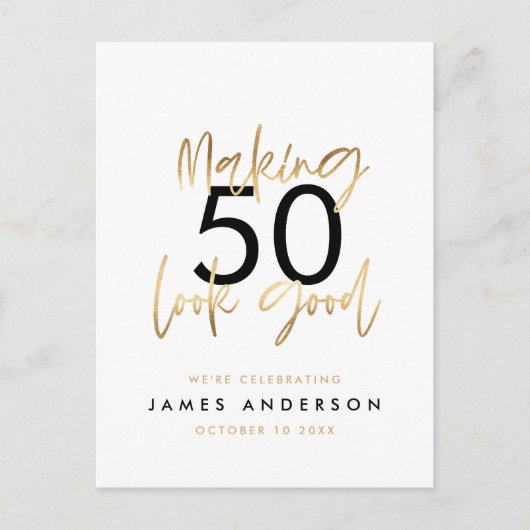 Modern 50e verjaardag eenvoudig stijlvol elegant s uitnodiging briefkaart (Voorkant)