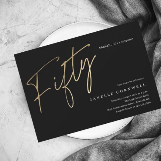 Modern 50e verjaardag eenvoudig stijlvol elegant s uitnodiging briefkaart