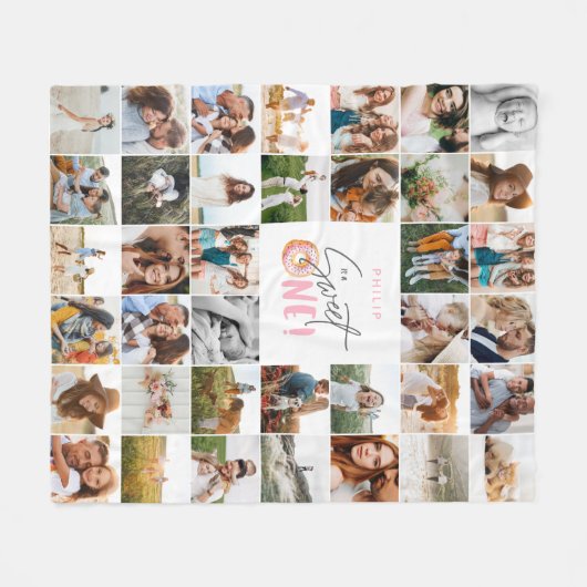 Modern 50e verjaardagsmulti-fotoscript fleece deken (Voorkant (Horizontaal))