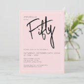 Modern 50e Vijftigste Roze verjaardagsfeestje Kaart (Staand voorkant)