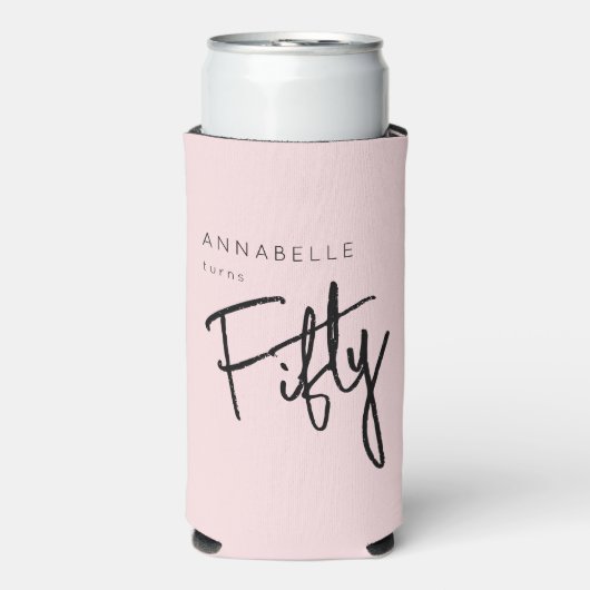 Modern 50e Vijftigste verjaardagsfeestje Seltzer Blikjeskoeler (Seltzer Voorkant)