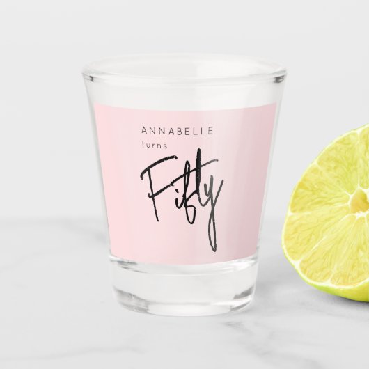 Modern 50e Vijftigste verjaardagsfeestje Shot Glas (Voorkant)
