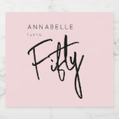 Modern 50e Vijftigste verjaardagsfeestje Sparkling Wijnetiket (Enkel label)