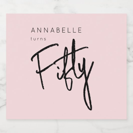 Modern 50e Vijftigste verjaardagsfeestje Sparkling Wijnetiket (Enkel label)