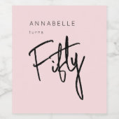 Modern 50e Vijftigste verjaardagsfeestje Wijn Etiket (Enkel label)