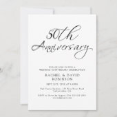 Modern 50ste bruiloft Jubileum zwart script foto Kaart (Voorkant)