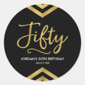 Modern 50ste verjaardag Faux Gold Chevron Geometri Ronde Sticker (Voorkant)
