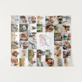 Modern 50ste verjaardag multi foto script  wandkleed (Voorkant (horizontaal))