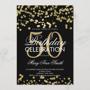 Modern 50ste Verjaardag Party Gold Foil Confetti Kaart