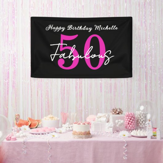 Modern 50th Birthday 50 and Fabulous Party Spandoek (Feest)