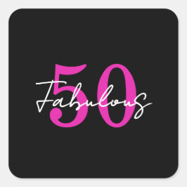 Modern 50th Birthday 50 and Fabulous Party Vierkante Sticker