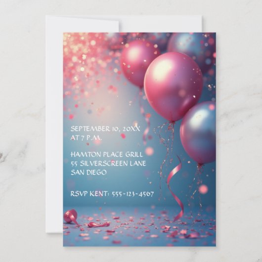 Modern 50th Birthday Party Kaart (Achterkant)