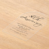 Modern 50th Wedding Jubileum Zwart Script Acryl Uitnodigingen (Laagn)