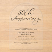 Modern 50th Wedding Jubileum Zwart Script Acryl Uitnodigingen (Voorkant)