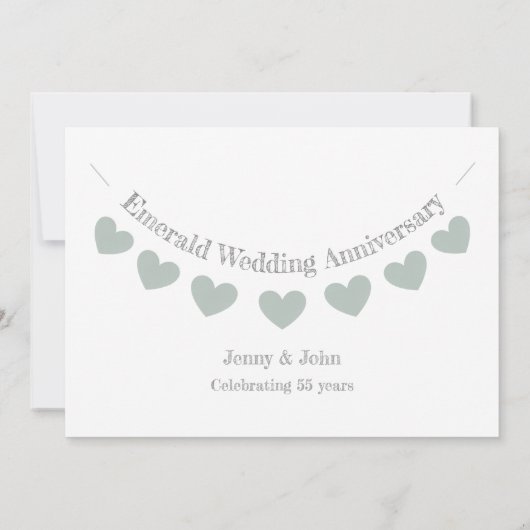 Modern 55th Emerald Wedding Jubileum Uitnodiging (Achterkant)