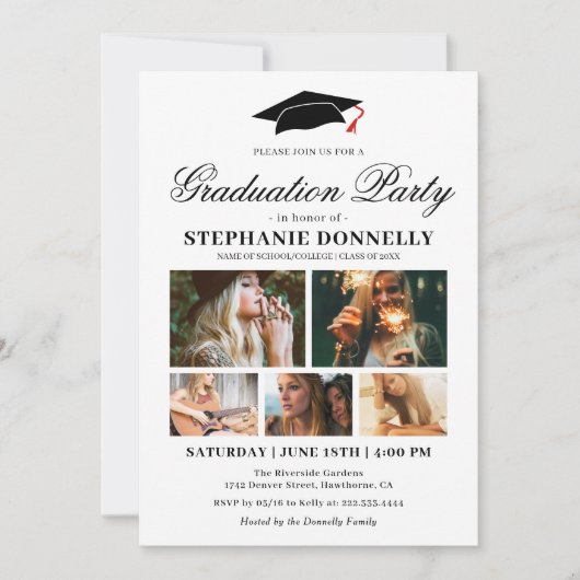 Modern 5 Afbeelding Graduation Party Kaart (Voorkant)