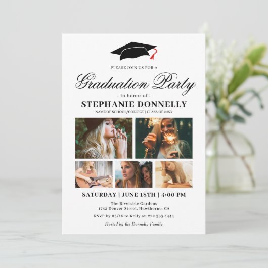 Modern 5 Afbeelding Graduation Party Kaart (Staand voorkant)