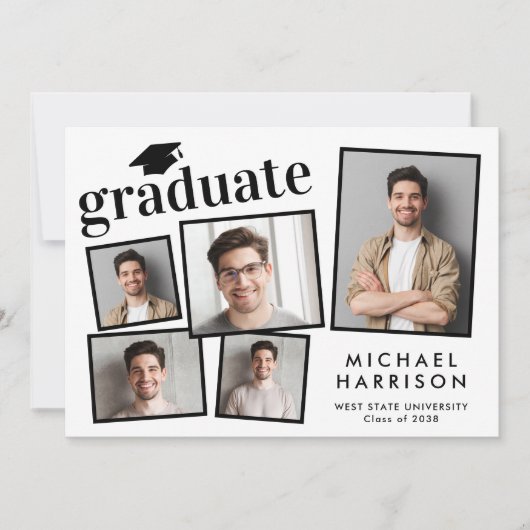 Modern 5 Foto Afstuderen Aankondiging (Voorkant)