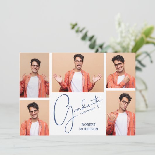 Modern 5 Foto Afstuderen Aankondiging (Staand voorkant)