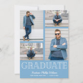 Modern 5 foto afstuderen Party Poeder Blauw Kaart (Voorkant)