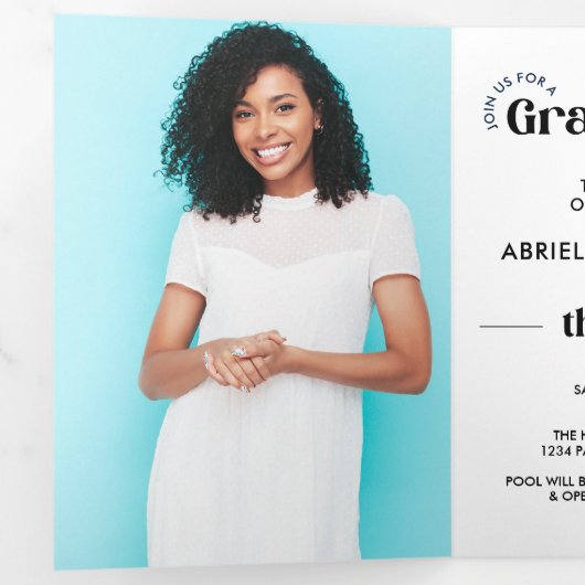 Modern 5 Foto Afstuderen Tri-Fold Uitnodiging (Binnenzijde eerst)