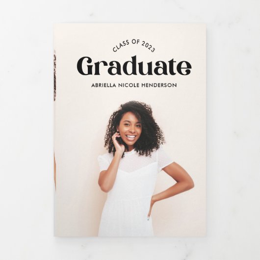 Modern 5 Foto Afstuderen Tri-Fold Uitnodiging (Cover)