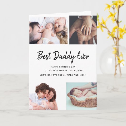 Modern 5 Foto Collage vader Happy Vaderdag Kaart (Gele Bloem)