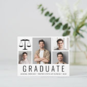 Modern 5 Foto Law School Afstuderen Aankondigingskaart (Staand voorkant)