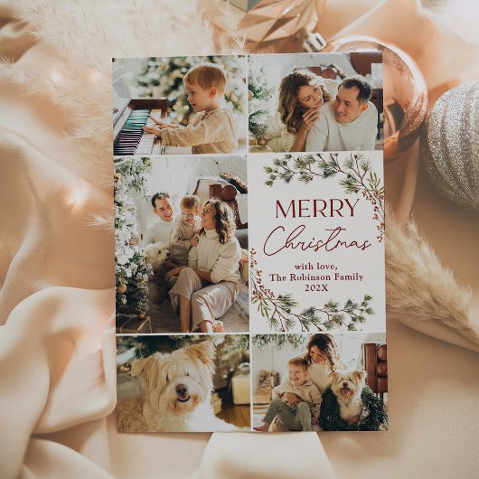 Modern 5 Foto Merry Christmas Holiday Kaart