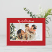 Modern 5-foto met handschrift script, vrolijk kers feestdagenkaart (Staand voorkant)