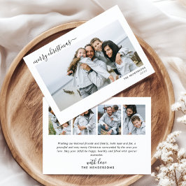 Modern 5-foto met handschrift script, vrolijk kers feestdagenkaart