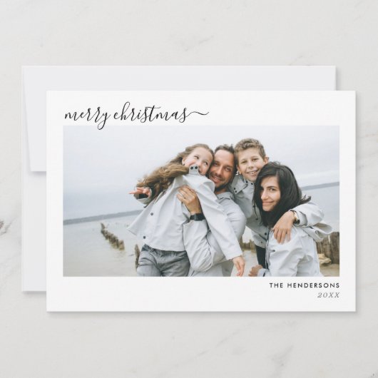 Modern 5-foto met handschrift script, vrolijk kers feestdagenkaart (Voorkant)